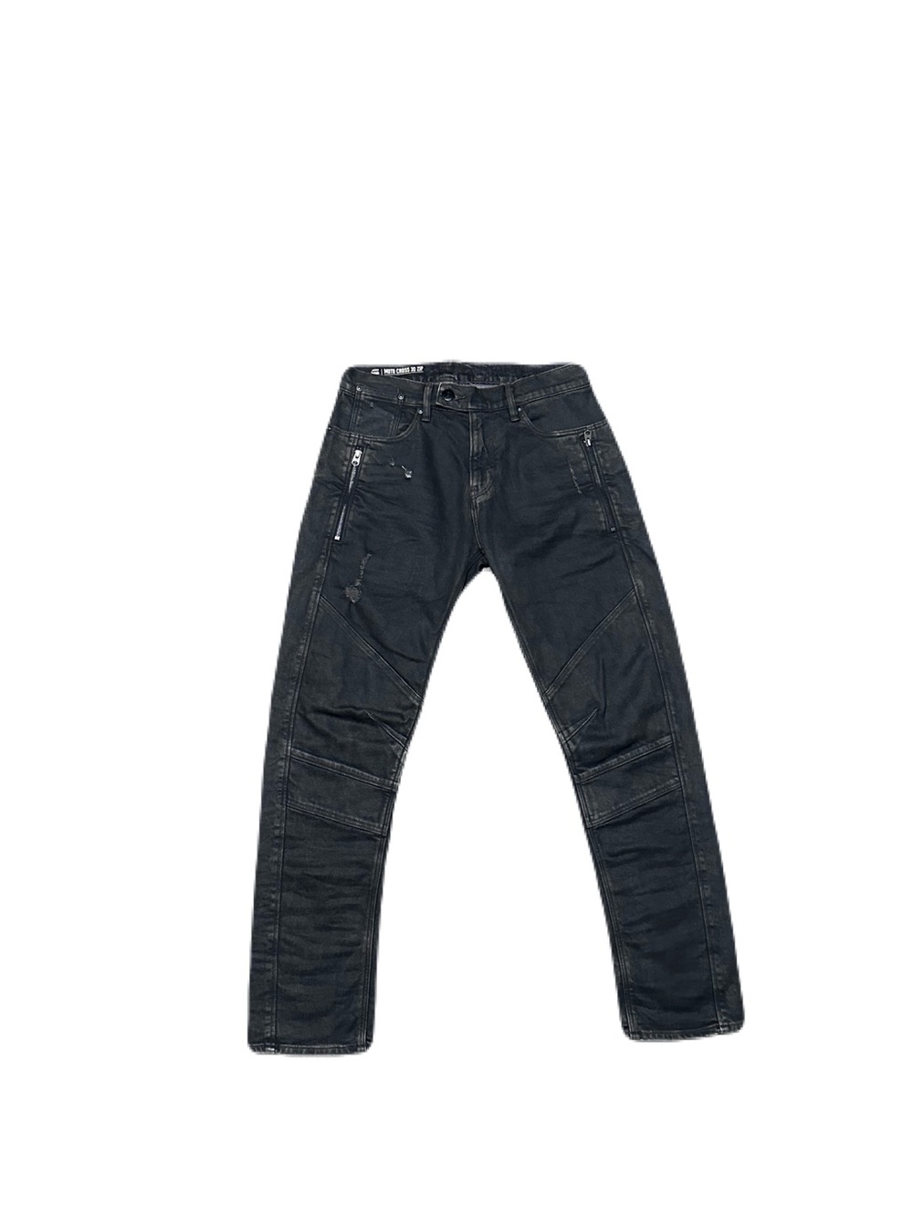 G-Star RAW Moto Cross 3D Slim Mens 29x29 Biker Knee Gray Denim Jeans Waxed